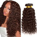 Brown Human Hair Bundles Color 4 Water Wave Bundle Niegmeag Virgin Remy Hair 3 Bundles 16 18 20 Inch Double Weft Brown Wet and Wavy Bundle