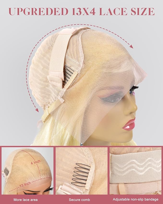 Alididi 613 Lace Front Wig Human Hair 13x4 Blonde Body Wave Hd Transparent Lace Frontal Wigs Human Hair Pre Plucked With Baby Hair 180% Density Blonde Glueless Wigs Human Hair 24 Inch