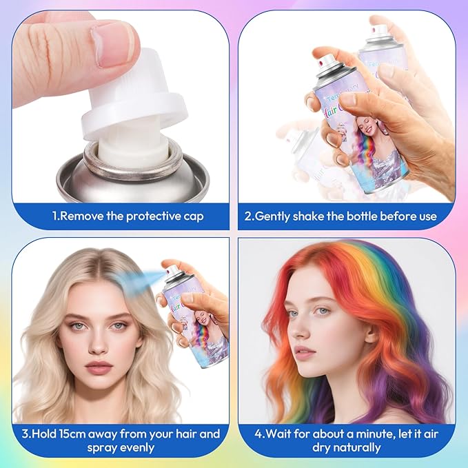 Purple Temporary Hair Color Spray - Washable & Non-Sticky Hair Dye for Halloween, Cosplay, Parties-Safe for Kids, Women & Men - Quick-Drying & Easy to Wash Out(120ml)