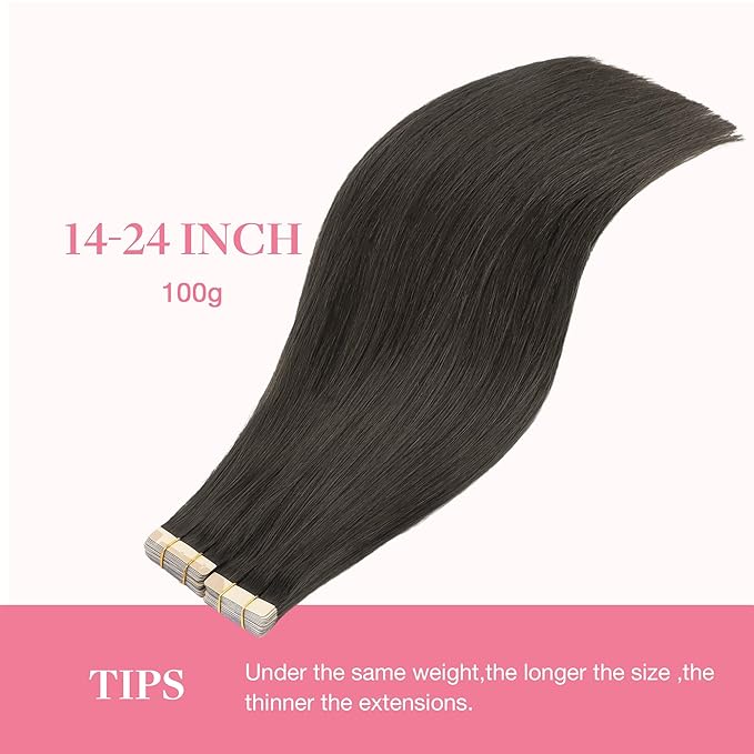 GOO GOO Tape in Hair Extensions Human Hair, 1C Mocha Brown, 12inch 80g 40pcs, Skin Weft Seamless Invisible, Silky Straight with Thick Ends, Remy Human Hair