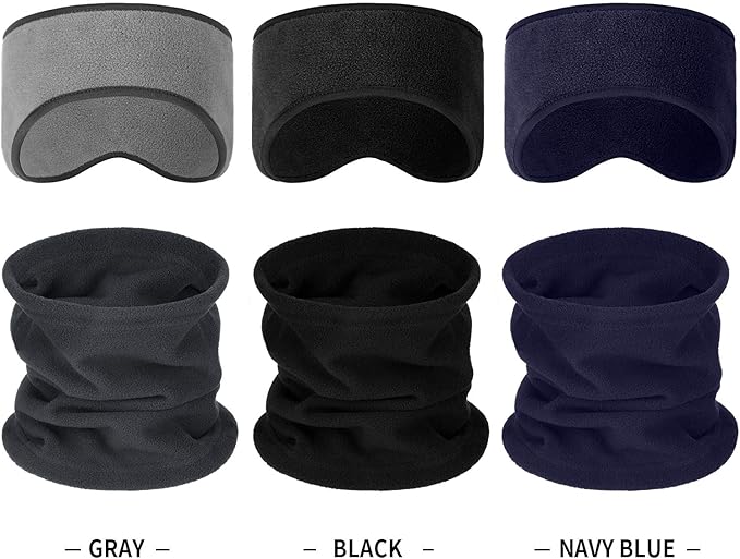 BBTO 6 Pieces Fleece Ear Warmers Headband Winter Neck Gaiter