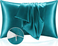 BEDELITE Satin Pillowcase with Zipper, Teal Pillow Cases Queen Size Set of 2, Super Soft and Cooling Similar to Silk Pillow Cases, Gift for Women Men(20x30 Inches)