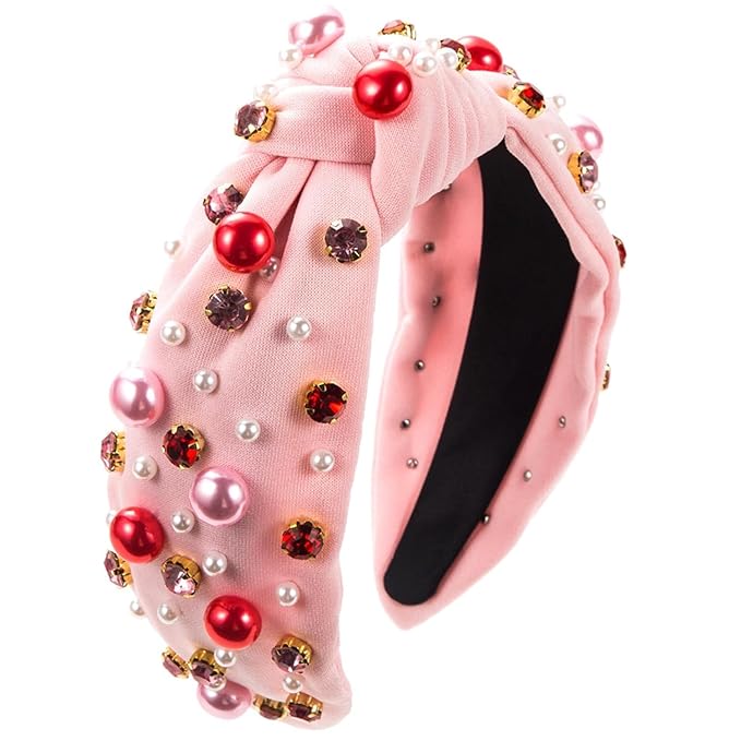 Pearl Headbands for Women,Non-slip Hair Accessories Wide Hair Band with Pearl Accessories Rhinestone for Valentine's Day Gift,Birthday,Party