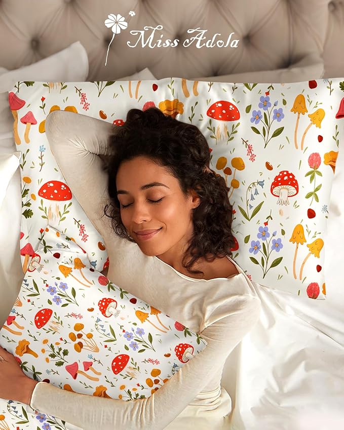 2 Pack Mulberry Silk Pillowcase for Hair and Skin - Standard Size 20 x 26 Inches with Hidden Zipper Flowering Plants 19 Momme Soft Sleeping Silk Pillow Case for Women, Moms