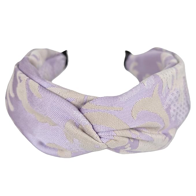 Prodaylab Twist Knotted Headbands for Women Trendy Fabric Embroidery Hair Elastics Wide Hair Bands Soft Non Slip Accessories Hairband for Girls (Hydrangea)