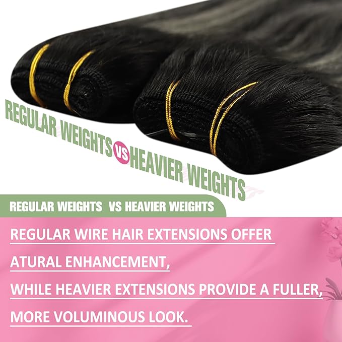 YoungSee 130G Human Hair Wire Extensions Ombre Invisible Wire Hair Extensions Real Human Hair Off Black Mix Sliver Balayage Fish Line Hair Extensions for Women 20Inch