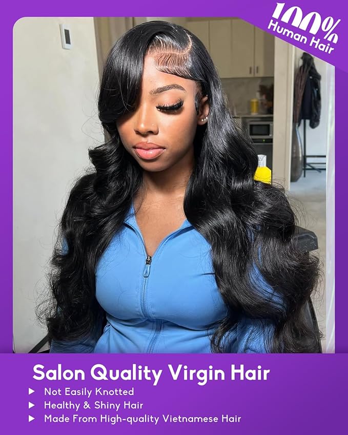 13x6 Body Wave Lace Front Wigs Human Hair Pre Plucked 180 Density HD Transparent Lace Frontal Wigs Human Hair for Women Glueless Wigs No Synthetic Blend Triple Lifespan 3X 22Inch