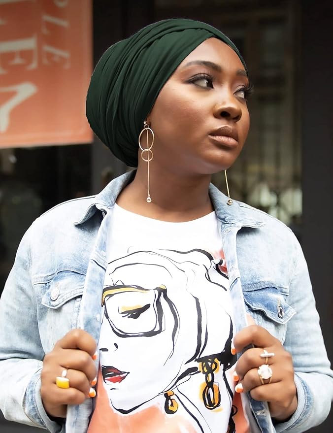Harewom Head Wraps for Black Women Stretch Head Scarf Long African Hair Wraps Turban Headwraps Jersey Headbands