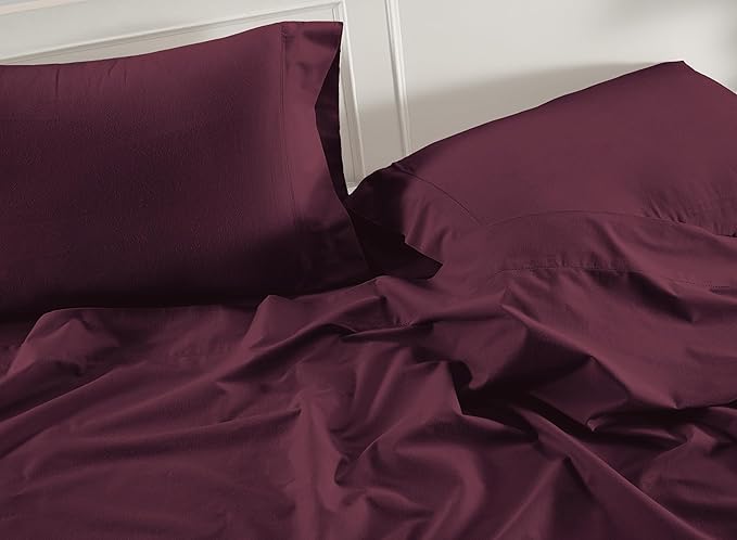 Lane Linen 100% Organic Cotton Pillow Cases Standard Size Set of 2 (20"x26") - Cotton Pillowcases Standard Size - Soft Standard Pillow Cases Set of 2 - Standard Pillowcase Pack of 2 - Windsor Wine