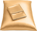BLISSFORD Satin Pillowcase with Zipper, for Hair and Skin Care, Feels Soft and Cool Like a Silk Pillowcase, Gold Satin Pillow Cases 2 Pack, Slik Pillow Cover, King Size - Set of 2