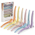 12PCS Hair Clips for Styling Sectioning - Non Slip No Crease Duck Billed Hair Clips for Women with Silicone Band - Professional 4.3 Inch Large Salon Hair Cutting Clips for Hairdresser - Macaron