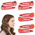 8PCS Strawberry Hair Clips, Metal Snap Hair Clips for Women Girls, Cute Hairs Barrettes Cute Strawberry Hairs Accessories for Girls Toddlers Kids and Teens Gifts Red