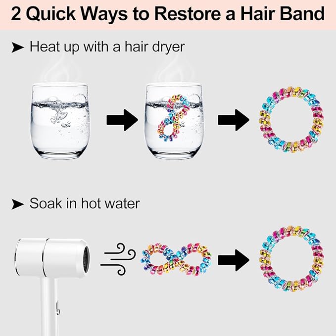 JessLab Spiral Hair Ties, 20 Pcs Traceless Phone Cord Hair Ties No Crease Spiral Bracelet Plastic Coil Ponytail Holders No-Damage Headband Hair Accessory for Girls Women Ladies Gift, Mix Color 5