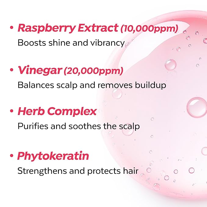A’PIEU Raspberry Hair Vinegar Rinse - Scalp Clean & Detox for Oily and Itchy Scalp, Buildup & Dandruff Scalp Treatment, pH-Balancing for Fresh and Shiny Hair. Korean Hair Care. 6.76 fl oz