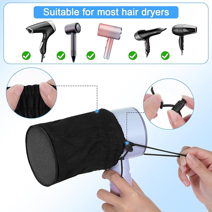 Hair Dryer Diffuser Sock, Heat Protection Cap, Fits Most Standard Blow Dryers, Portable Foldable Attachment for Curly Wavy Hair, Foldable Travel Diffuser Sock with Elastic Band