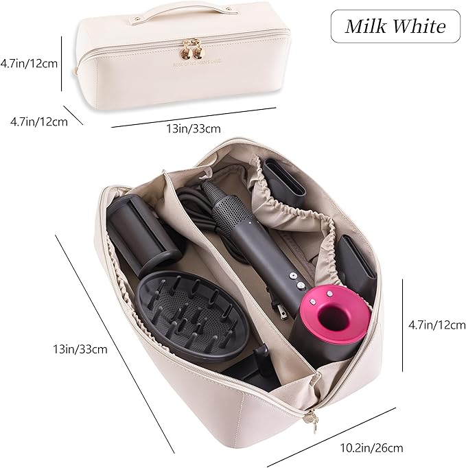 Travel Case Compatible with Dyson Airwrap Styler, Portable Supersonic Hair Dryer Travel Storage Bag, Waterproof Carrying Case Organizer for Shark Flexstyle and Attachments (White)