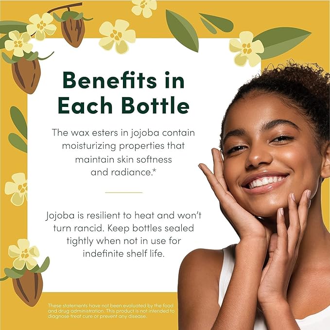 HobaCare Organic Unrefined Jojoba Oil for Nails, Cuticles, Dry Skin, Beard, Scalp Massage – Mini Travel Size 100% Pure Hexane Free Natural Carrier Oil for Skincare, Hair, Shaving Aftercare (4.22 oz)