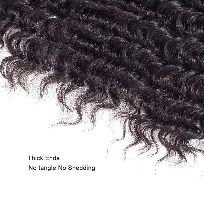 Bundles Human Hair Natural Black Deep Wave Bundle Niegmeag Virgin Remy Hair 3 Bundles 26 28 30 Inch Double Weft Soft and Silky Color 1B Bundle 300g