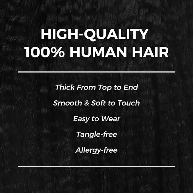 Lashey Seamless Clip in Hair Extensions Human Hair #1 Jet Black Kinky Straight Clip in Hair Extensions Real Human Hair 7pcs 110g 18 Inch PU Weft Natural Hair Extension for Women