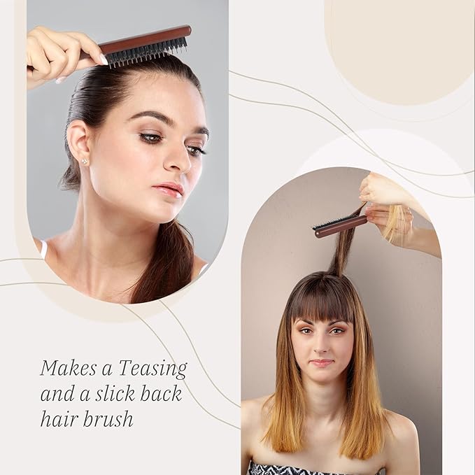 BESTOOL Hair Brush,Pure Boar Bristle Hair Brush for Better Hair Texture Slick Back Brushes for Women Men and Kids Best for Sensative Scalp Medium Thin and Fine Hair Smoothing Flyaways, Edge Control