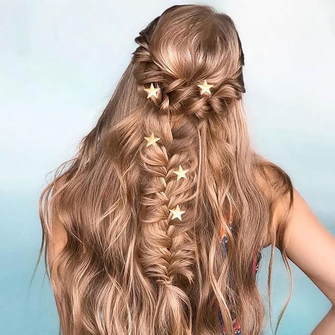 Unicra Gold Hair Pins Star Hair Clips Bridal Hair Piece Wedding Hair Accessories for Women and Girls Pack of 5 (Gold)