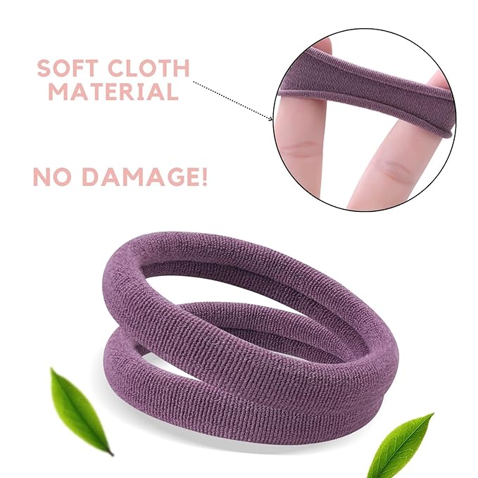 60 Pcs 2 Inch Neutrals No Damage Hair Ties for Women Thick Hair, Large Soft Seamless Nylon Fabric Ponytail Holders Elastics Band for Women