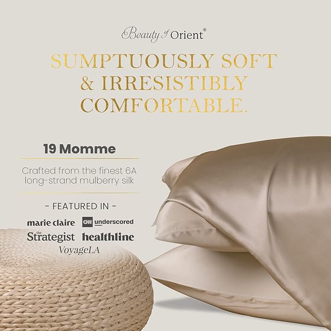 100% Pure Mulberry Silk Pillowcase for Hair and Skin, 19 Momme Both Sides, Hidden Zipper, Natural Hypoallergenic Silk Pillow Case - Best Sleep (1pc Standard - 20" x 26", Midnight)