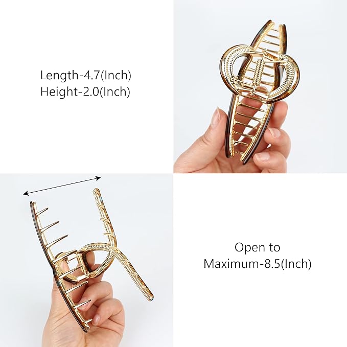 Big Hair Claw Clips Butterfly Barrettes Claw Clips for Women Acetate Claw Clips Metal Hair Clip for Girls Large Hair Accessories for Long Thick Hair (Brown Green)