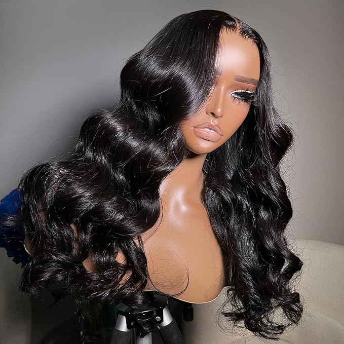 180% Density Body Wave Wigs for Women HD Transparent Lace Frontal Wigs Human Hair Brazilian Virgin Bleached Knots with Baby Hair (32inch)