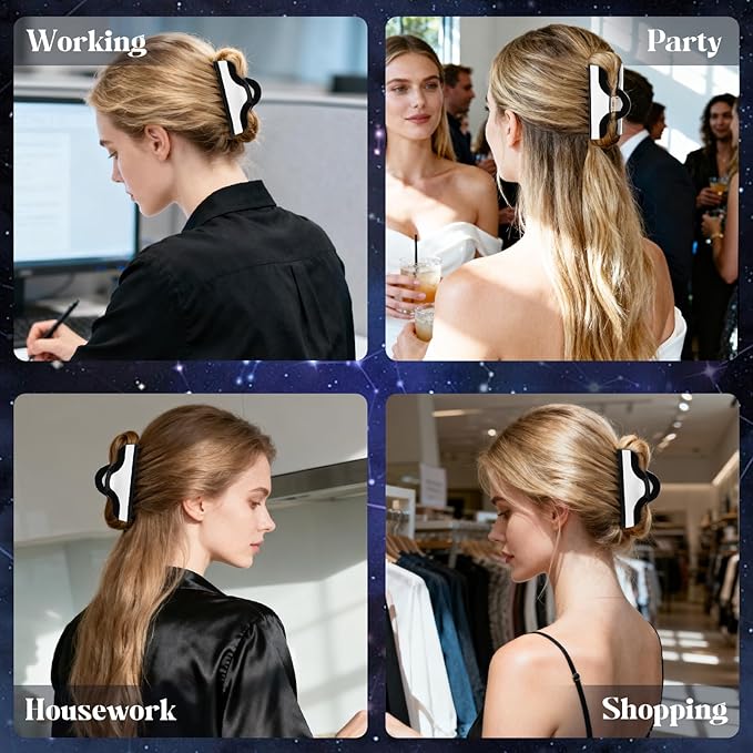 TOCESS Libra Constellation Claw Clips: 4.52 Inch Large Biodegradable Cellulose Acetate Hair Clips For Thick Thin Hair Women, Unique Design & Strong Grip Luxury Jaw Clips For Gift