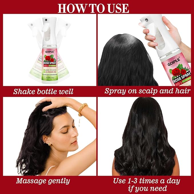 Rose Water for Hair Loc Spray Moisturizing Refreshing for Locs - Rose Water Hair Scalp Moisturizer - Hydrating Dreadlock Moisturizer to Nourish the Scalp Rosewater & Peppermint Spray Prevents Dry