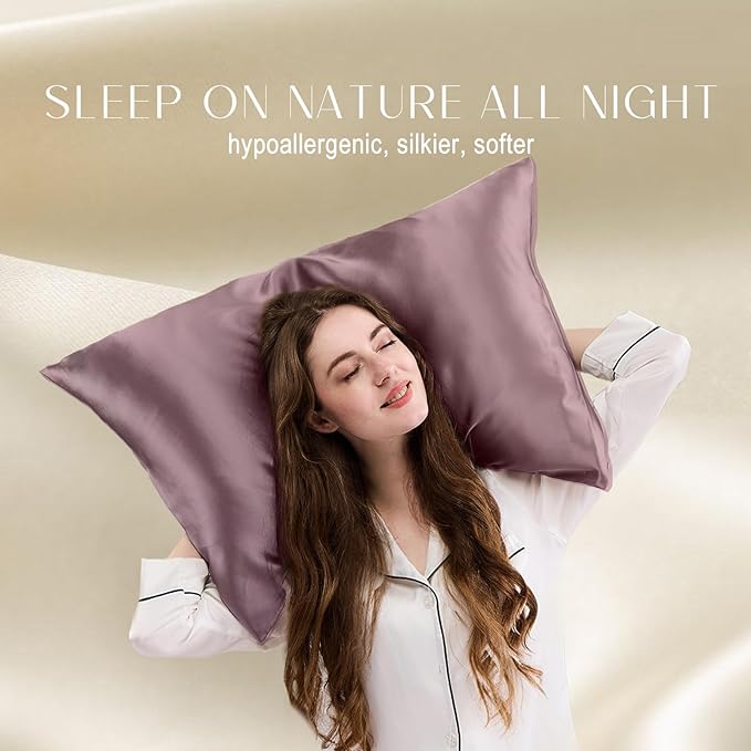 ZIMASILK 100% Pure Mulberry Silk Pillowcase for Hair and Skin Health,Soft and Smooth,Both Sides Premium Grade 6A Silk,600 Thread Count,with Hidden Zipper,1pc(Standard 20''x26'',Dark Mauve)