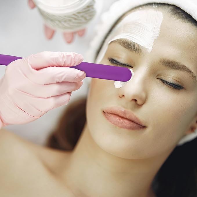 4-PCS Non-Stick Reusable Wax Silicone Spatula, Silicone Waxing Applicators for Hair Removal, for Home Salon Body Use (Pink&Purple&Yellow&Green, size 4)