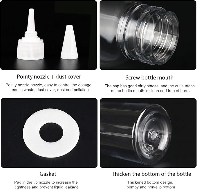 TRENDBOX 1oz / 30ml Plastic Bottle Pointed Mouth Top Cap for Essential Oils, Liquid - 6 Pack