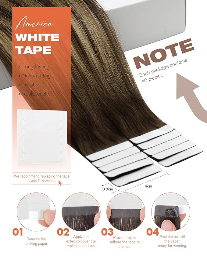 Sunny Hair Tape in Extensions for Women Real Hair 22 inch 100g Tape in Hair Extensions Human Hair Dark Brown Balayage Caramel Blonde Hair Extensions Tape in 40Pcs