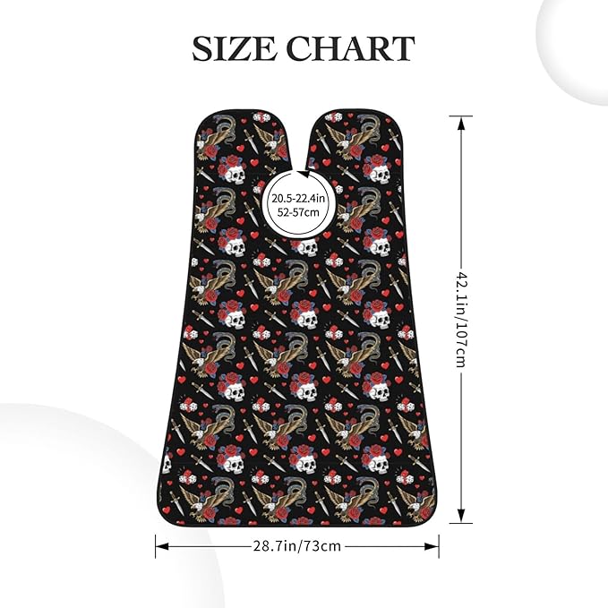 Beard Hair Catcher Bib, Waterproof Non-Stick Grooming Apron for Shaving Trimming, Perfect for Men Dad, Vintage Rock Snake Knife Wild Eagle Rose Skull Shave Bib