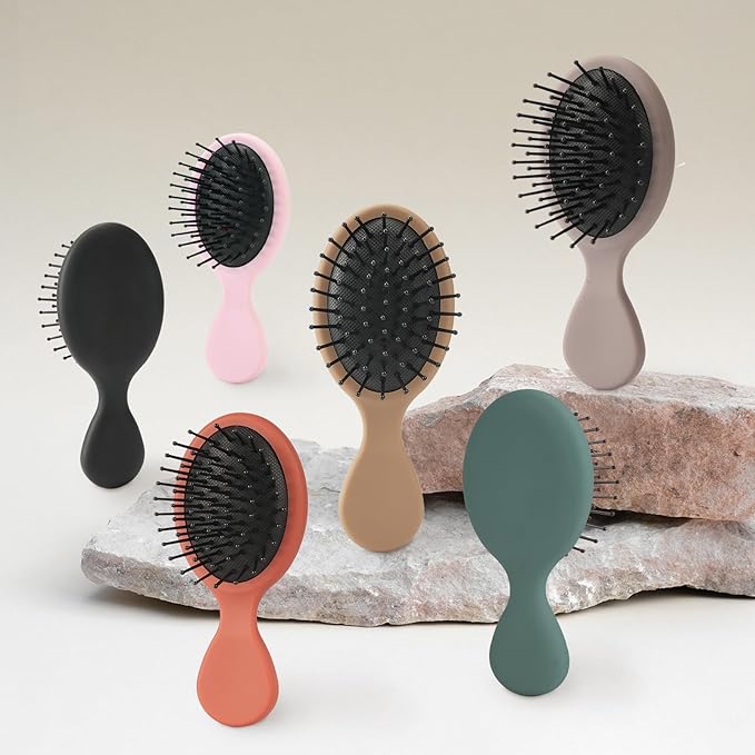 Mini Hair Bursh for Women,girls-Protable Travel Size Hair Brush for Pockets,Purse,backpack-Mini Detangler Brush for All Hair Types,Small Hair Brush for Detangling (1 Pack-Green)
