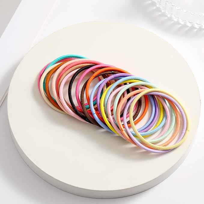 500 PCS Hair Ties for Thin Hair - 2.5mm x 5cm Premium Nylon Black Hair Tie Bulk for Women Girl Small Ponytail Holders Men Hair Elastic Band(Multicolor)
