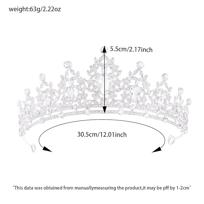 Princess Tiara and Crown for Women Wedding Tiaras for Bridal girls Tiaras and Crystal Crowns Rhinestone Headband Metal Hair Accessories for Costume Birthday Party Prom Gifts