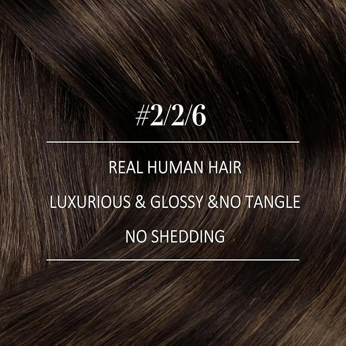 YoungSee 150G Clip in Human Hair Extension Balayage Real Hair Extensions Clip in Human Hair Dark Brown Mix Medium Brown Thick Human Hair Clip ins Extensions for Natural Look 22Inch 7Pcs
