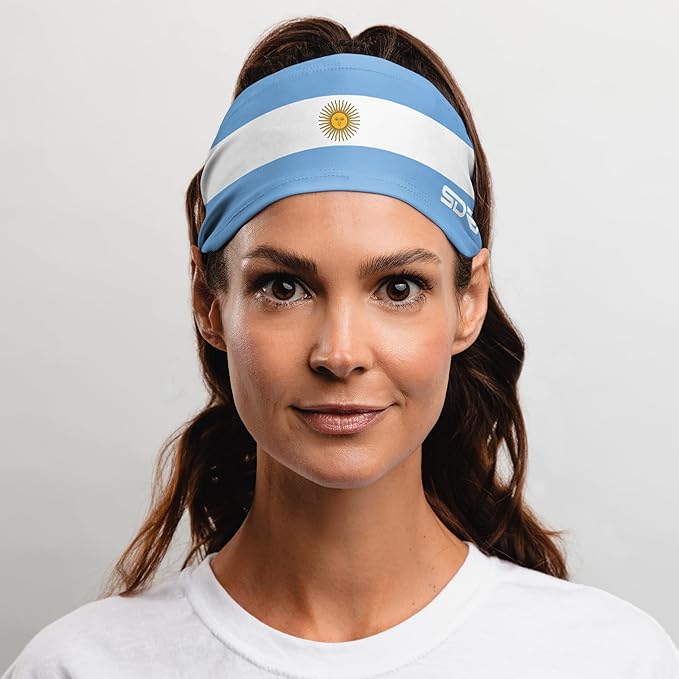 Suddora Country Flag Headbands, Wide National Flag Headbands for Sports Events, Non-Slip Fabric Sweatbands for Soccer, Tennis, Workout, Costume