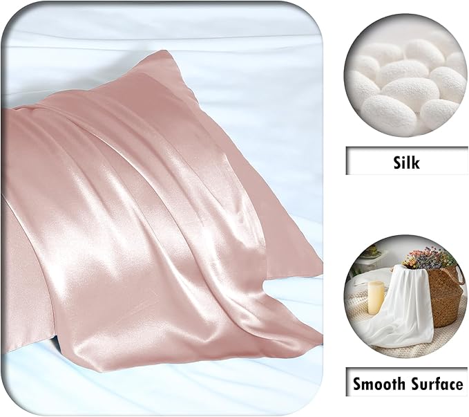 Mulberry Silk Pillow Cases for Hair and Skin Queen Size Silk Pillowcase with Zipper Soft Breathable Smooth Cooling Satin Silk Pillow Covers for Sleeping (Coral,20"X 30",1Pcs)