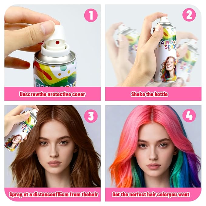 Washable Temporary Hair Color Spray Red - Instant 1-Day Use Hair Color Wax Kit with FREE Applicator Gloves & Cap for Adults & Kids, Easy Wash Out for Halloween, Cosplay, Carnival, Sports (120 ML)