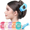 RC ROCHE 6 Pcs Flat Claw Hair Clips for Women Thick Hair French Round Duckbill Square Secure Strong Hold Grip Clamps Barrettes Curved No Slip No Crease Plastic Styling Cute, Medium Pastel