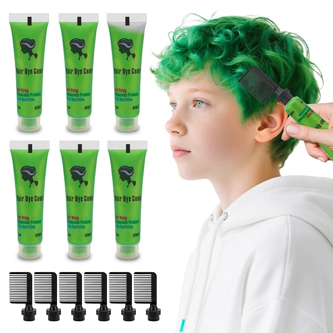 Temporary Green Hair Dye for Kids - Washable Color Suitable for Black & Brown Hair, Halloween Party Gift for Girls 7-12 Years Old