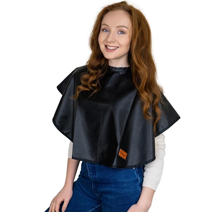 Makeup Cape Hair Dye Cape for Women Short Salon Cape for Stylists Waterproof Haircutting Cape Professional Shampoo Cape, 31.5”L*29”W