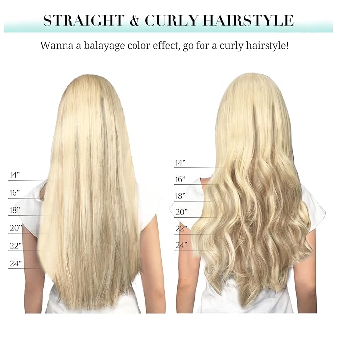 DOORES Human Hair Extensions Clip in Balayage Light Blonde Highlighted Golden Blonde 18 Inch 120g 7pcs Clip in Hair Extensions Natural Straight Hair Extensions