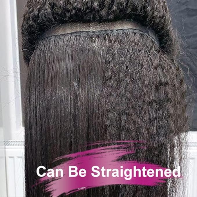 GOLFMAX Yaki Kinky Straight Lace Front Wigs Human Hair 34 Inch 13x4 Transparent HD Lace Frontal Wig Pre Plucked With Baby Hair Yaki Straight Human Hair Wigs For Black Women