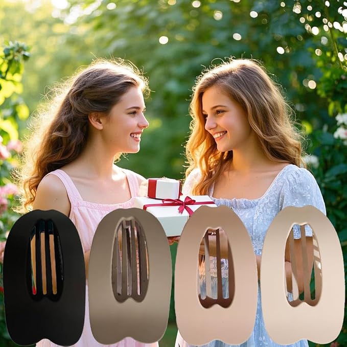 4 PCS Flat Hair Clips, Strong Hold Hair Clips for Thick Thin Hair, Stylish Classic Hair Barrettes, Large Flat Claw Clips for Women Girls (Neutral)