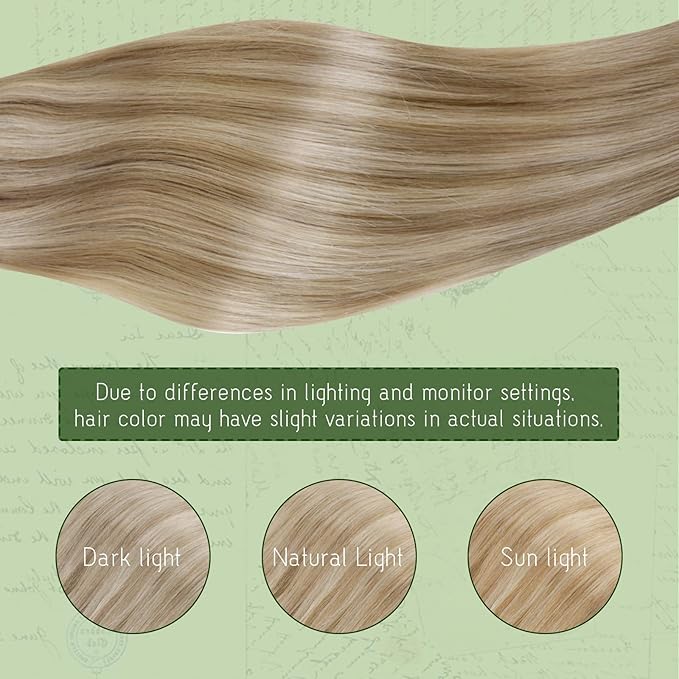 RUNATURE Blonde Clip in Hair Extensions Real Human Hair 150g 22 Inch 7pcs Human Hair Clip in Extensions Blonde Highlights Light Blonde Straight Soft Hair Easy to Install #16P22